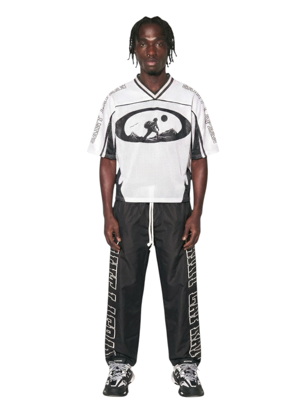 Black Jersey & Nylon Pants Set