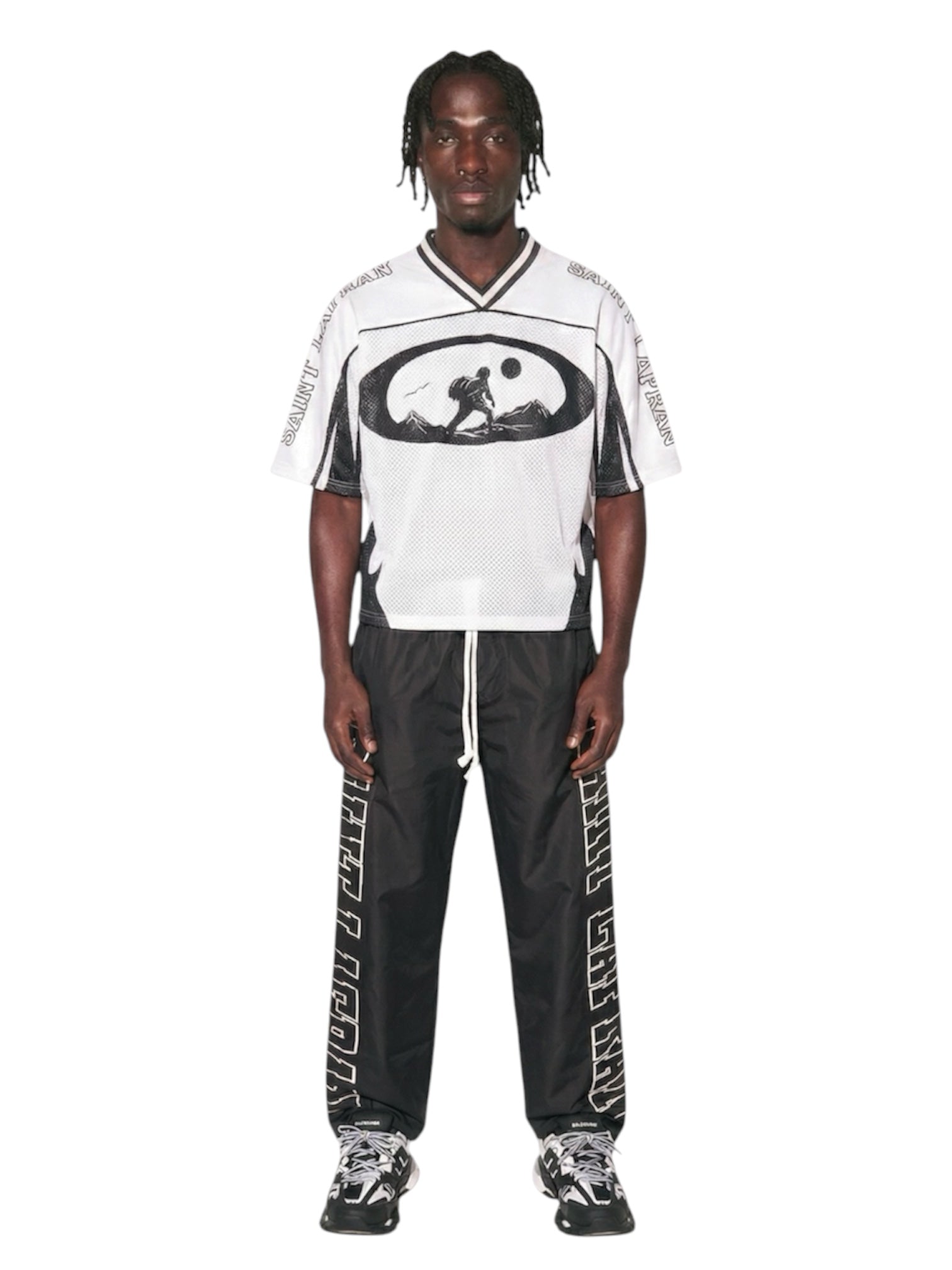 Black Jersey & Nylon Pants Set