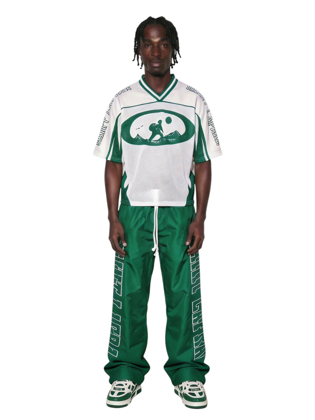 Green Jersey & Nylon Pants Set