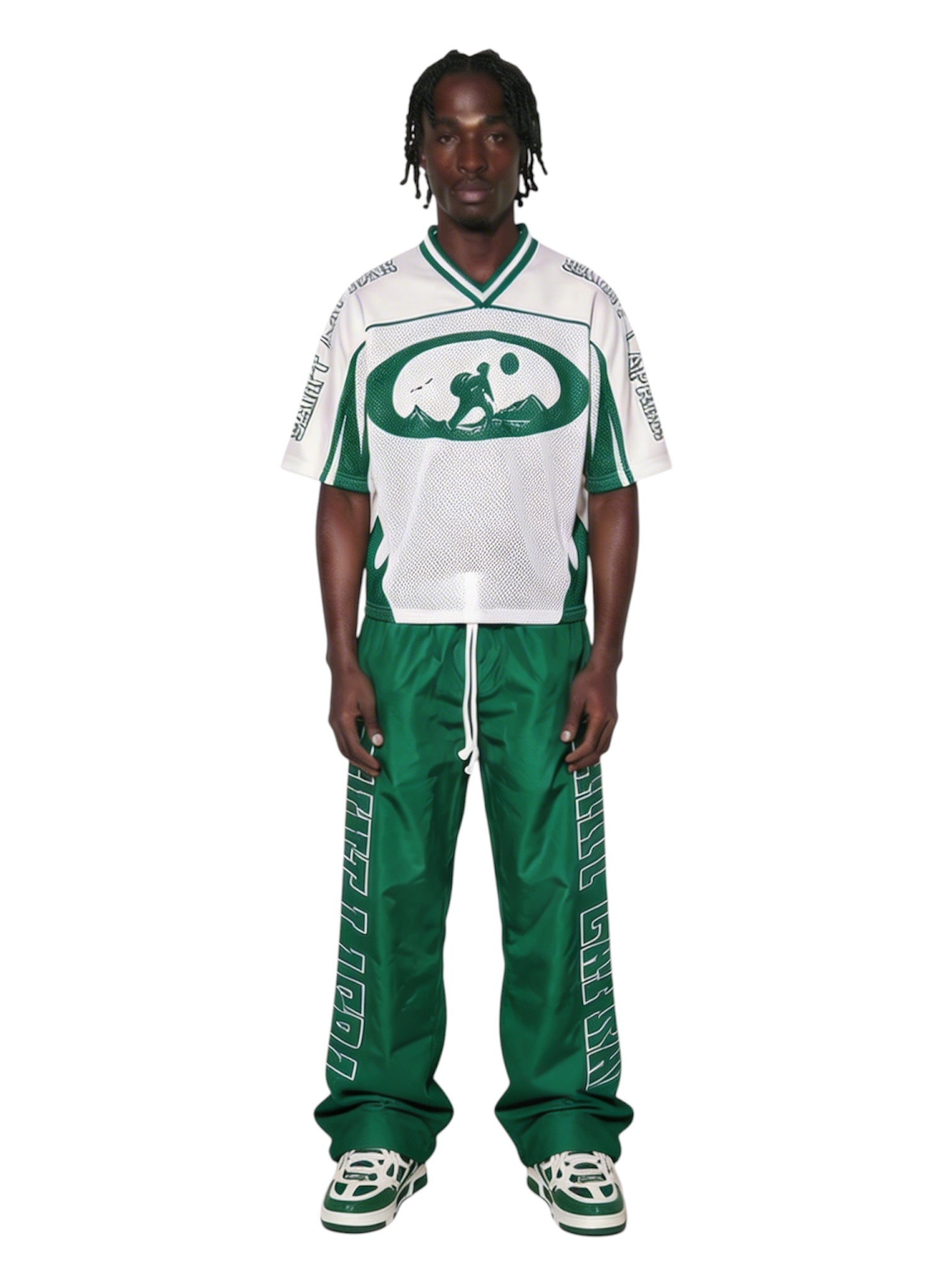 Green Jersey & Nylon Pants Set