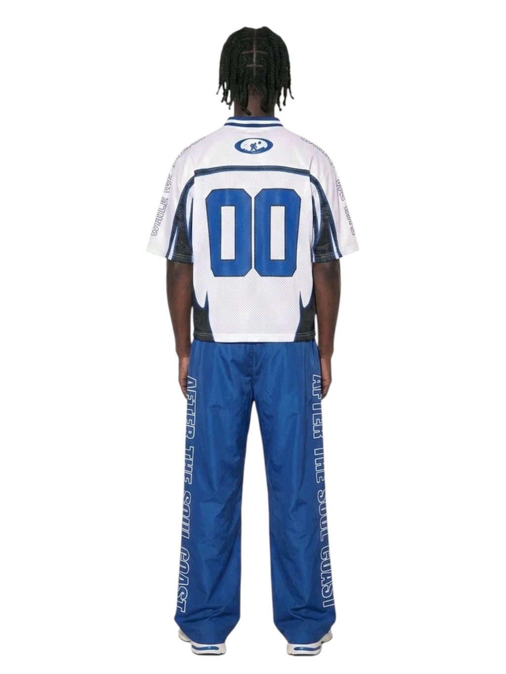 Blue Jersey & Nylon Pants Set