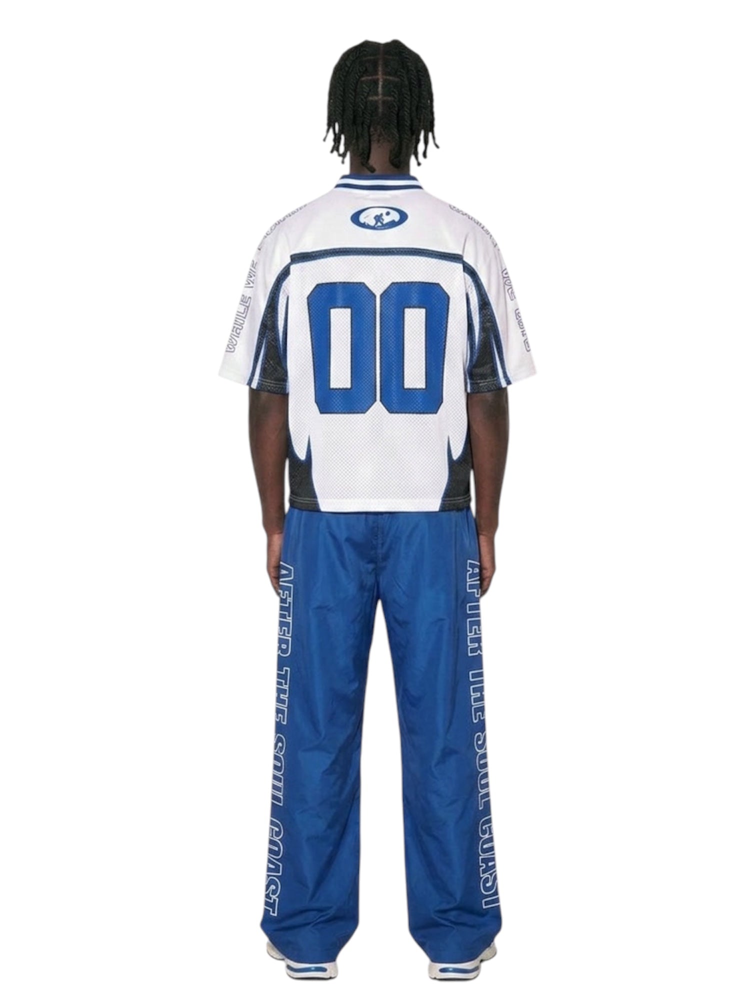 Blue Jersey & Nylon Pants Set
